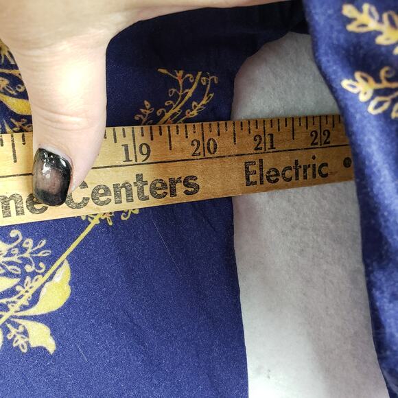 Free People Womens L Bell Sleeve Ruffled Tunic Top Blue Boho Medallion Loose Fit - Picture 8 of 11